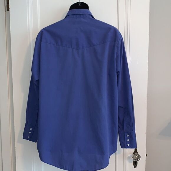 Vtg Plains Western Wear blue snap up shirt - Picture 10 of 10